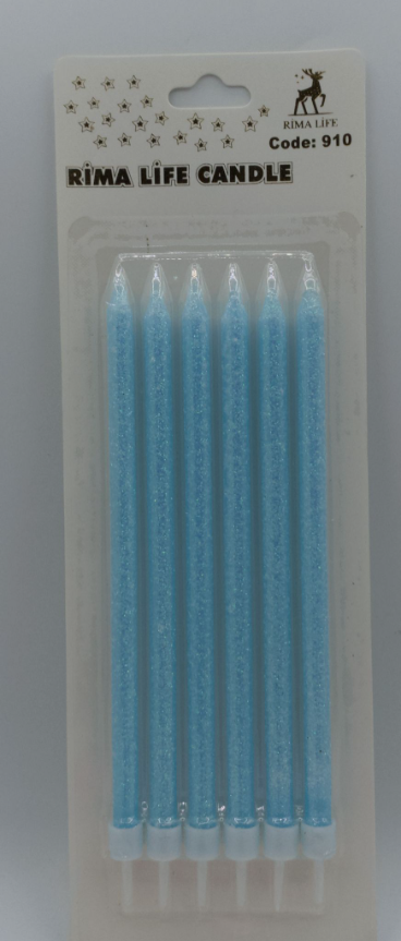 Mavi Simli Doğum Günü Mumu 6 Lı Kod: 910